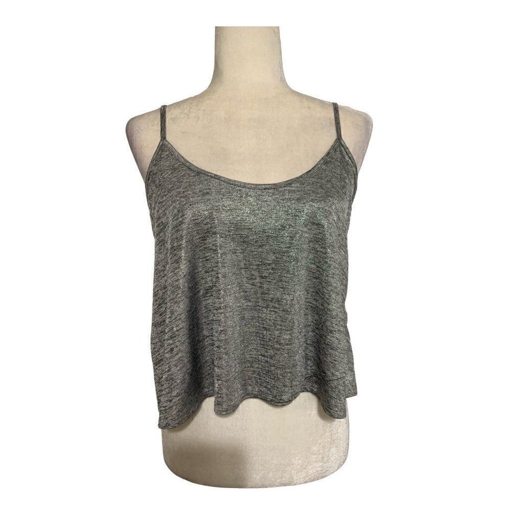 kimchi blue black gray metallic tank top cami crop xs